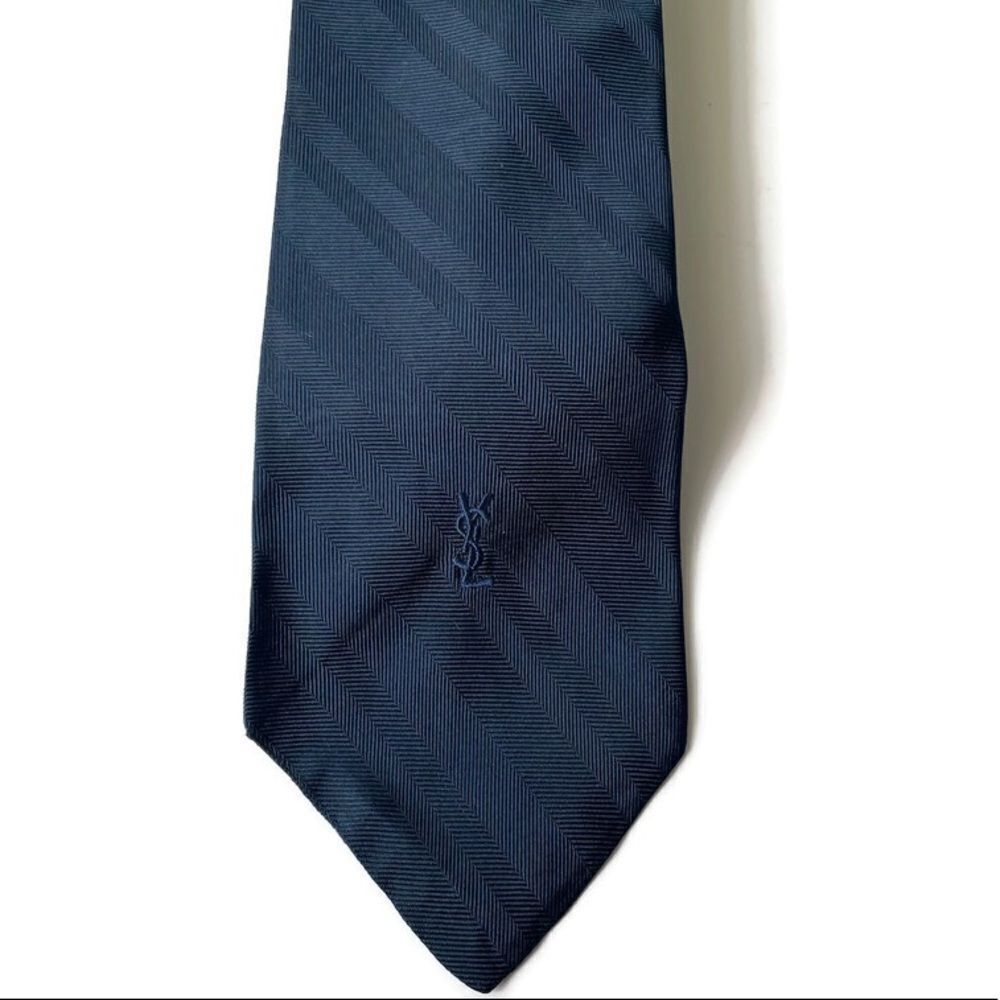 Vtg. YSL Blue Striped Tie